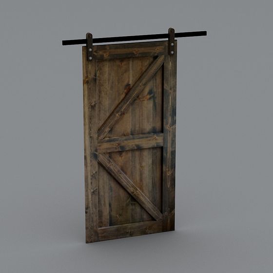 Rustic Low-Poly Wooden Door 3D Model