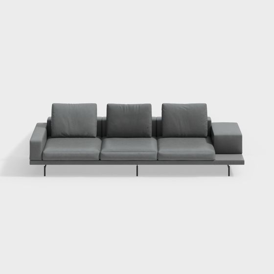 Stylish Low-Poly Gray Sofa 3D model