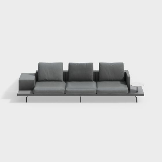 Stylish Low-Poly Gray Sofa 3D model