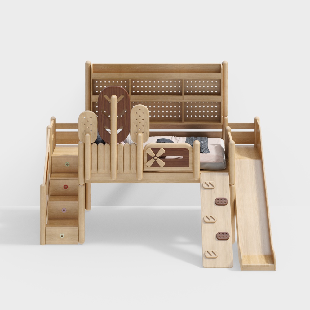 Children's Cot with Slide 3D Model for Fun Bedrooms