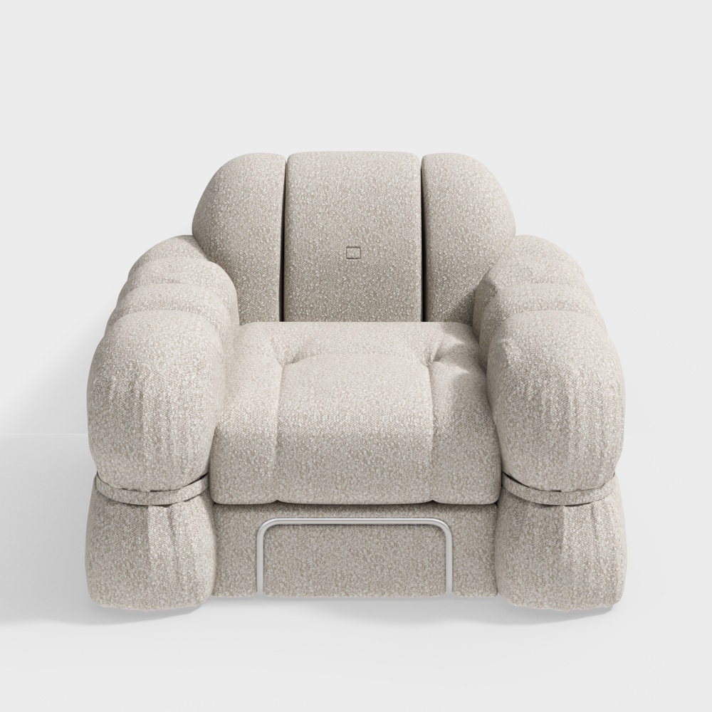 Low Polygon Style Sofa 3D Model – Beige Textured Fabric