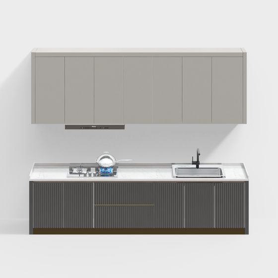 Elegant Modern Kitchen Cabinet 3D model
