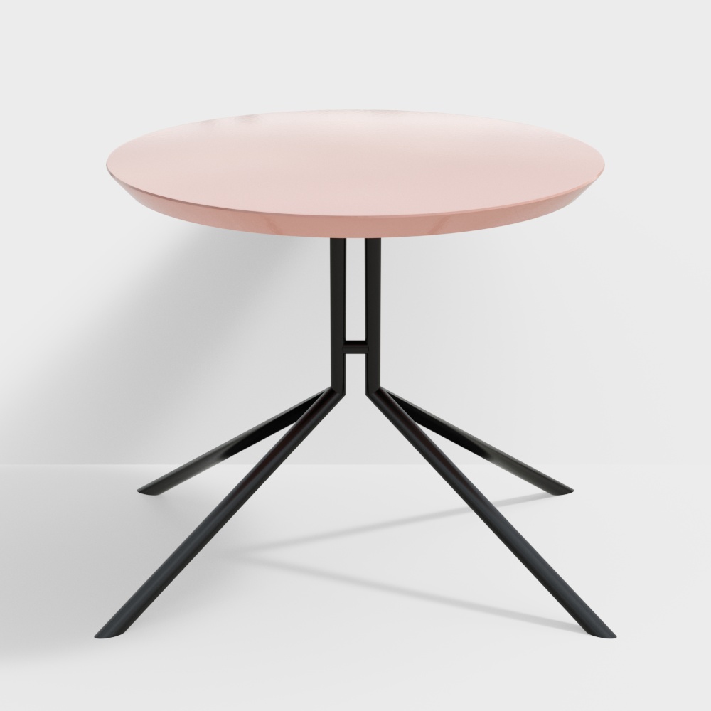 Elegant Round Table 3D Model – Soft Pink Modern Design
