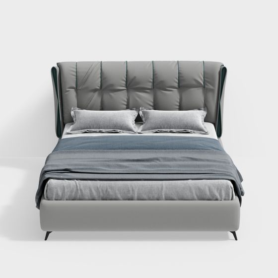 Stylish Low-Poly Bed 3D model for Modern Bedrooms