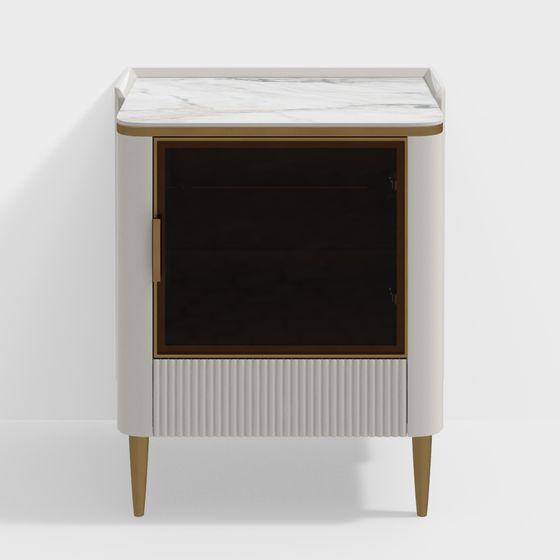 Chic Marble Side Cabinet 3D model for Modern Spaces