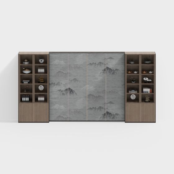 Beautiful Landscape Folding Screen 3D model