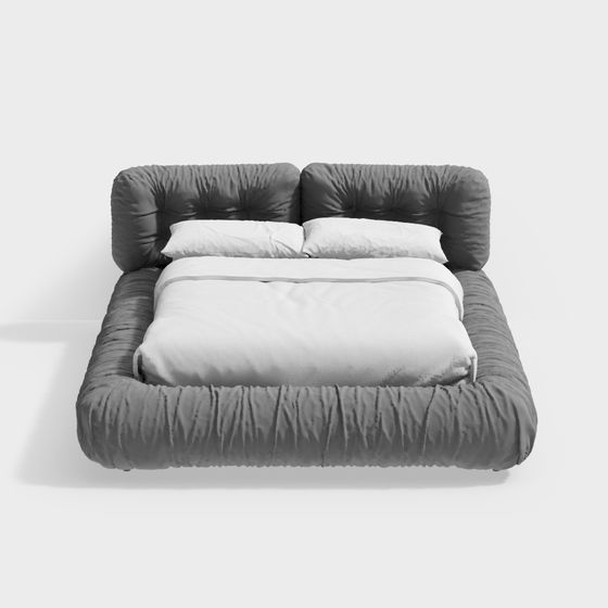 Stylish Low-Poly Bed 3D model for Modern Spaces