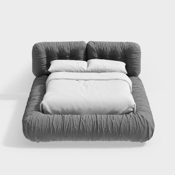 Elegant Low-Polygon Bed 3D model for Modern Interiors