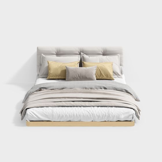 Chic Minimalist Bed 3D model for Modern Spaces