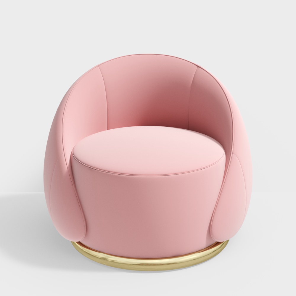 Elegant Pink Round Chair 3D Model – Low Poly Luxury