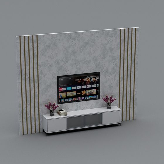 Modern Low-Polygon 3D Model TV Wall Design