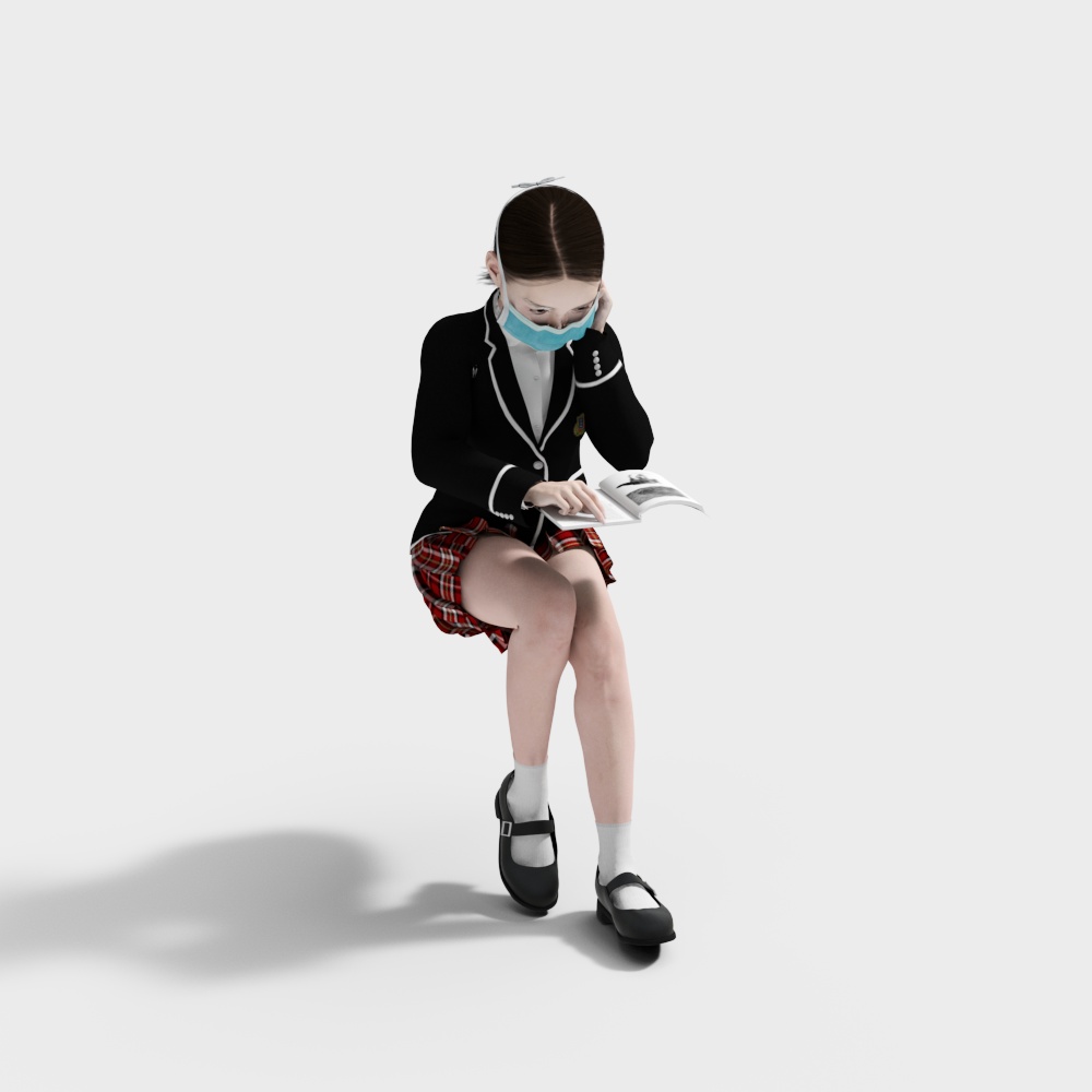 Schoolgirl Character 3D Model for Creative Projects