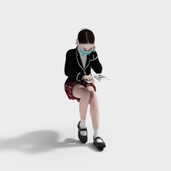 Schoolgirl Character 3D Model for Creative Projects