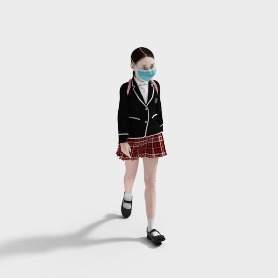 Stylish Campus Girl 3D Model for Various Uses