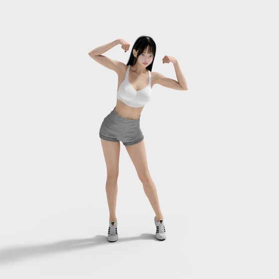 Vibrant Low-Poly Fitness Model 3D model