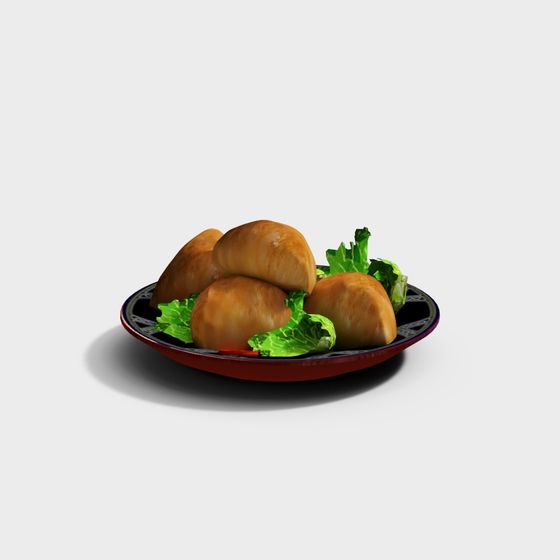 Golden Bread Platter 3D Model
