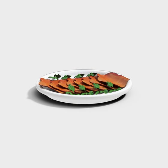 Low Poly Ham Plate 3D model