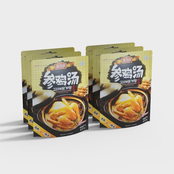 Traditional Korean Ginseng Chicken Soup Packaging 3D model