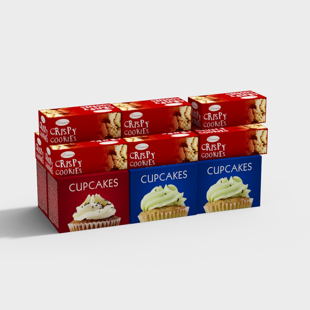Delicious Cupcake & Cookies Box 3D model