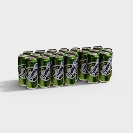 Low Poly Tuborg Beer Cans 3D model