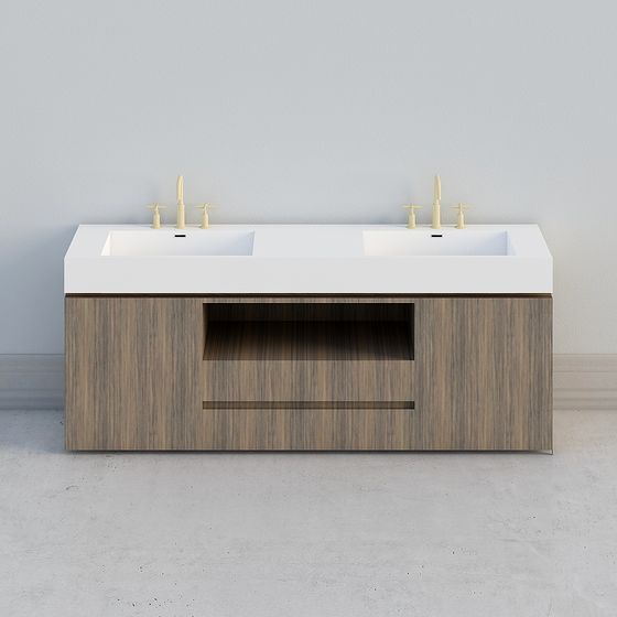 Modern Double Sink Bathroom Vanity 3D model