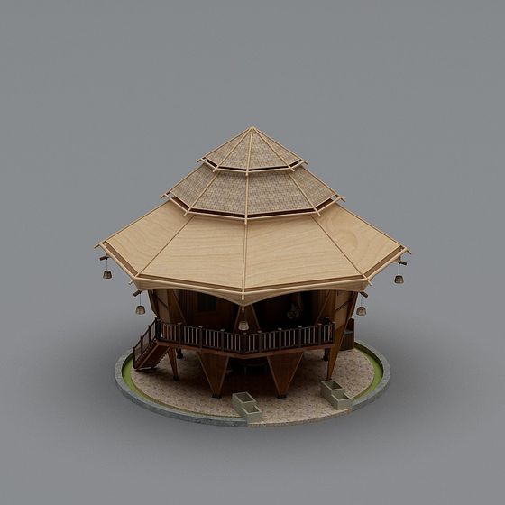 Dome Wooden House 3D model