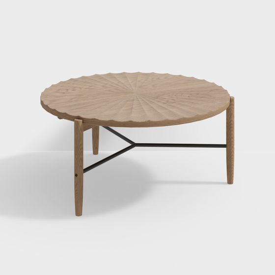 Fan-Shaped Wooden Coffee Table 3D model