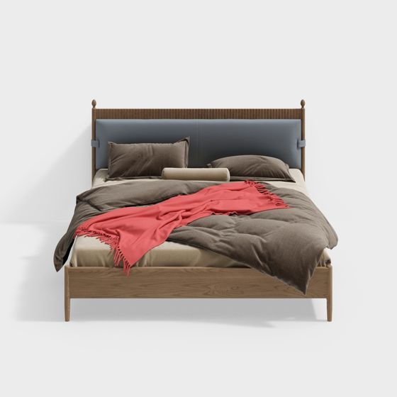 Elegant Low-Poly Bed 3D model for Modern Interiors