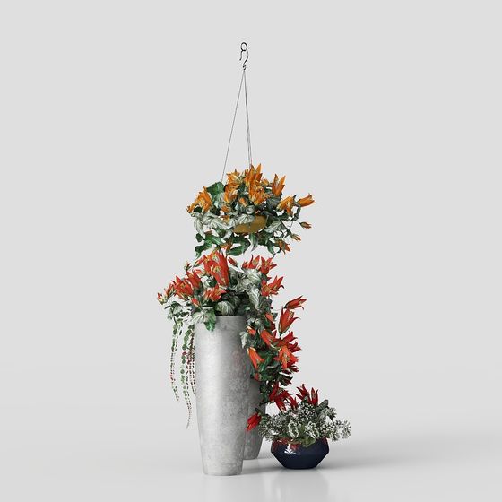 Stylish Hanging Flower Basket 3D Model for Creative Projects