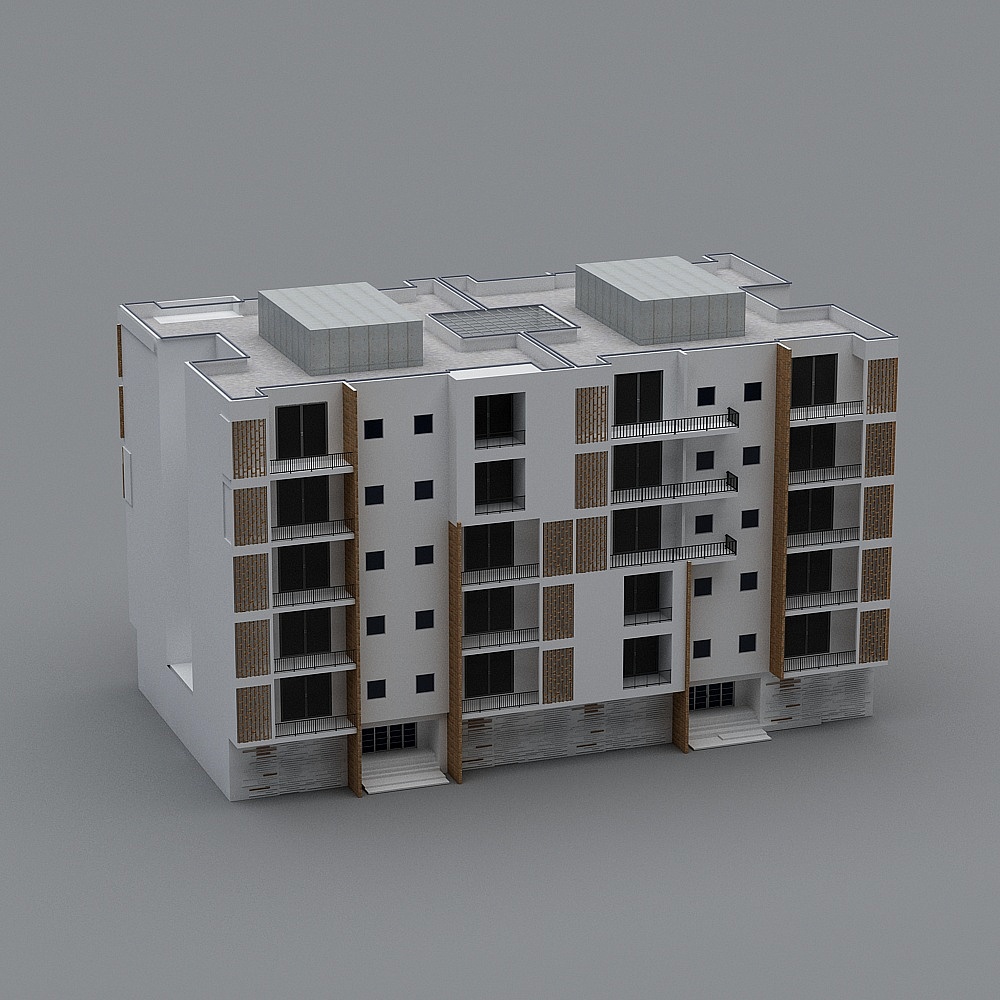 Contemporary Low-Poly Apartment Building 3D model