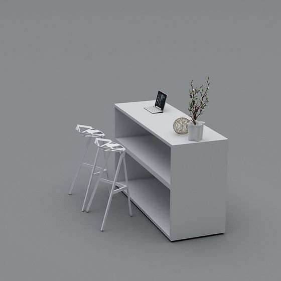Black Small Reception Desk 3D Model for Office Spaces