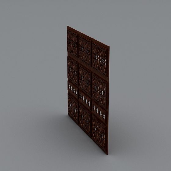 Elegant Hollow Wooden Screen 3D model for Creative Spaces