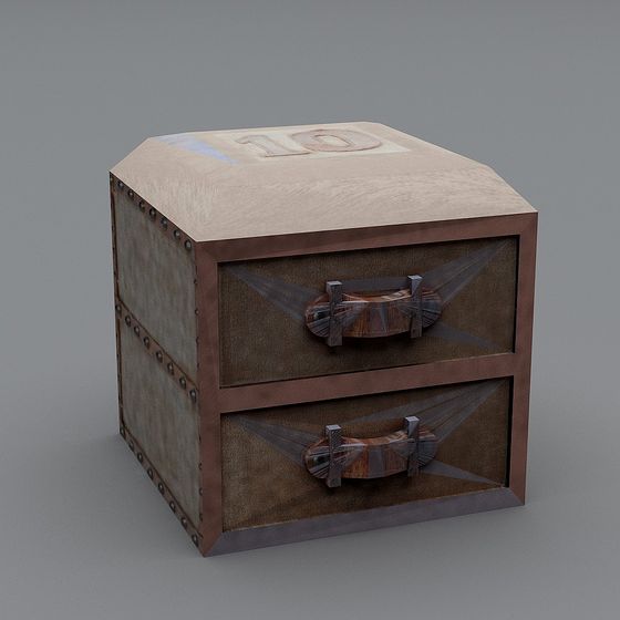 Vintage Storage Chest 3D model with Unique Low-Poly Design