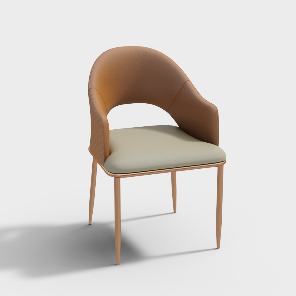 Sleek Leather Chair 3D model