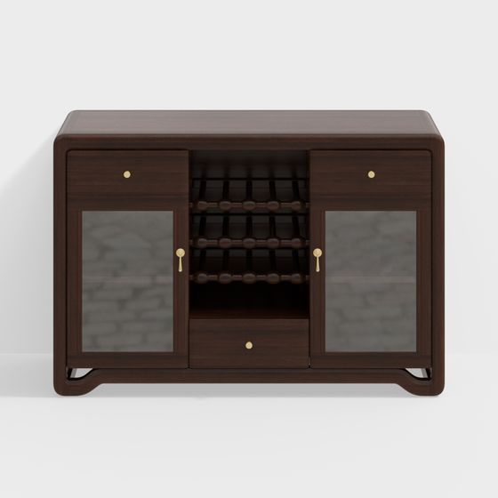 Stylish Wine Cabinet 3D model for Contemporary Spaces
