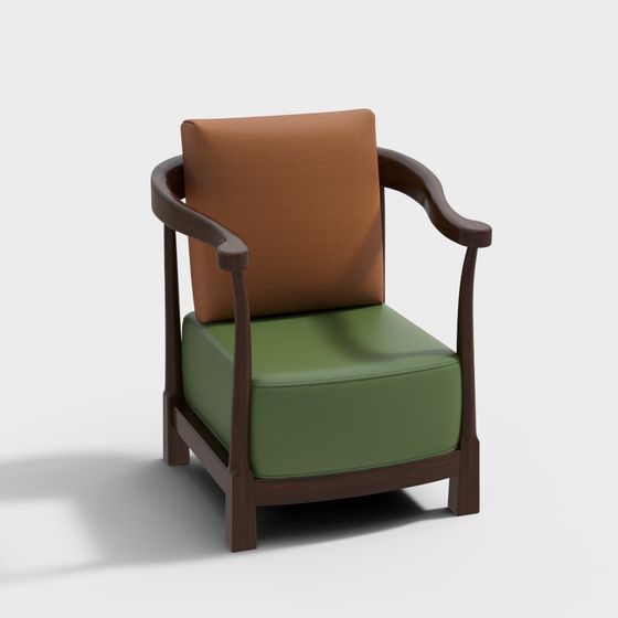 Elegant Modern 3D Chair Model with Leather and Wood