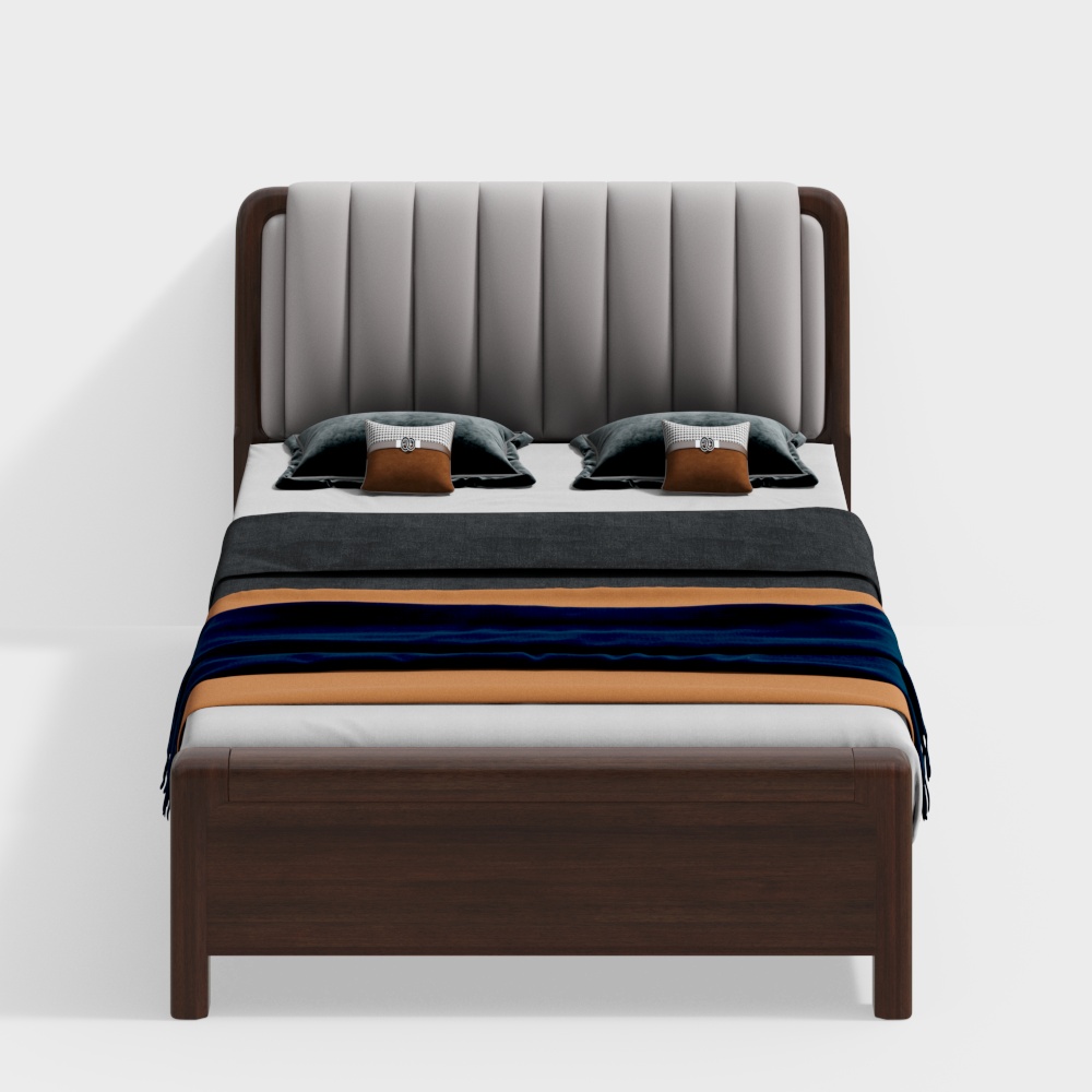 Jinfan Home-Modern Chinese Solid Wood Simple Series-B3 Bed 1.5m-B3#15