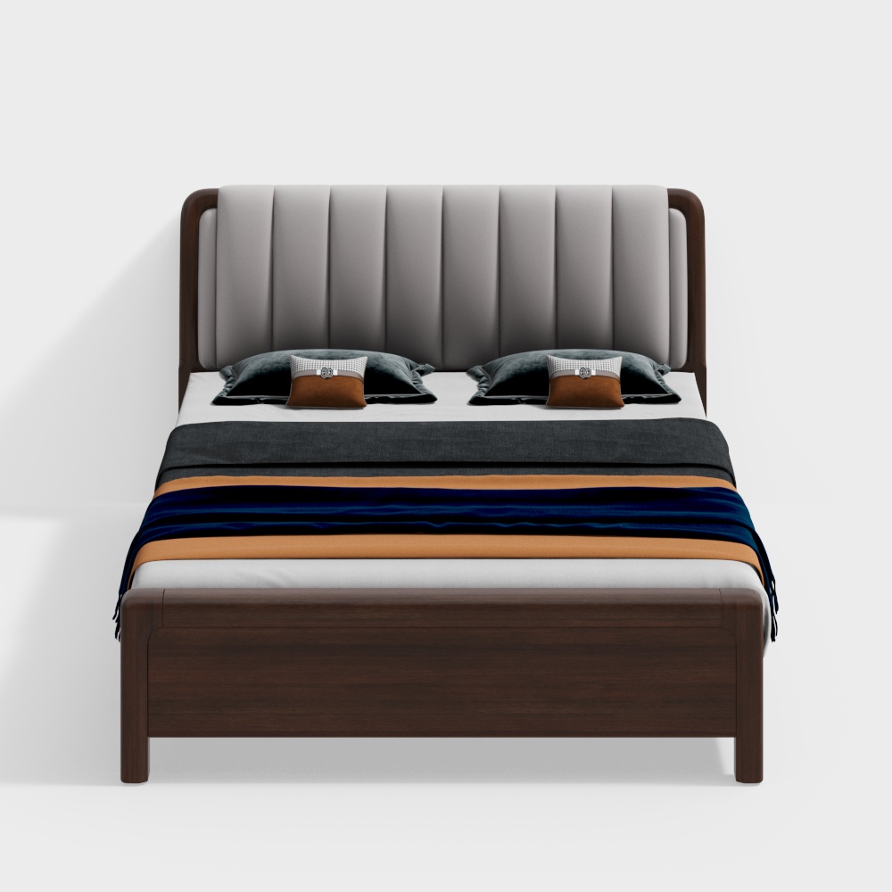 Jinfan Home-Modern Chinese Solid Wood Simple Series-B3 Bed 1.8m-B3#18