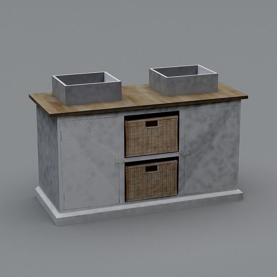 Low-Poly Concrete Storage Cabinet 3D model