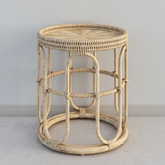 Charming Rattan Side Table 3D model