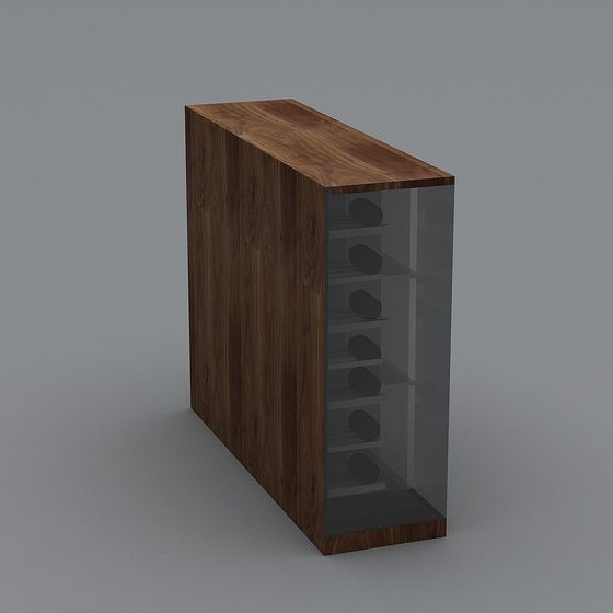 Elegant Wooden Liquor Cabinet 3D model