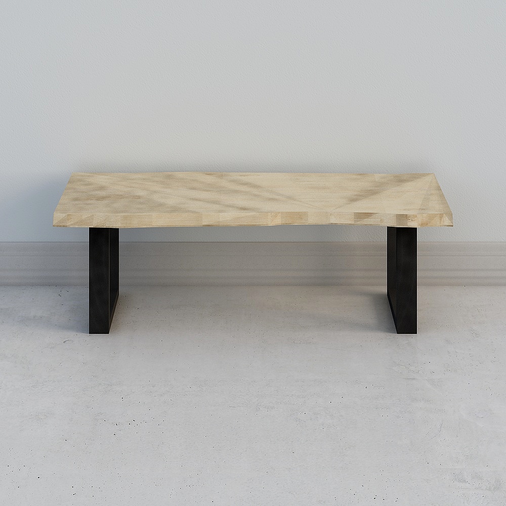 Bàn PALOMA bằng gỗ sồi tự nhiên viền sống - chân thép U