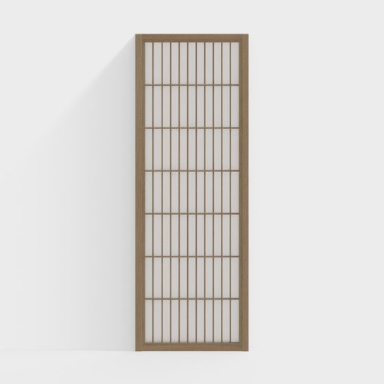Japanese Style Partition 3D Model in Brown