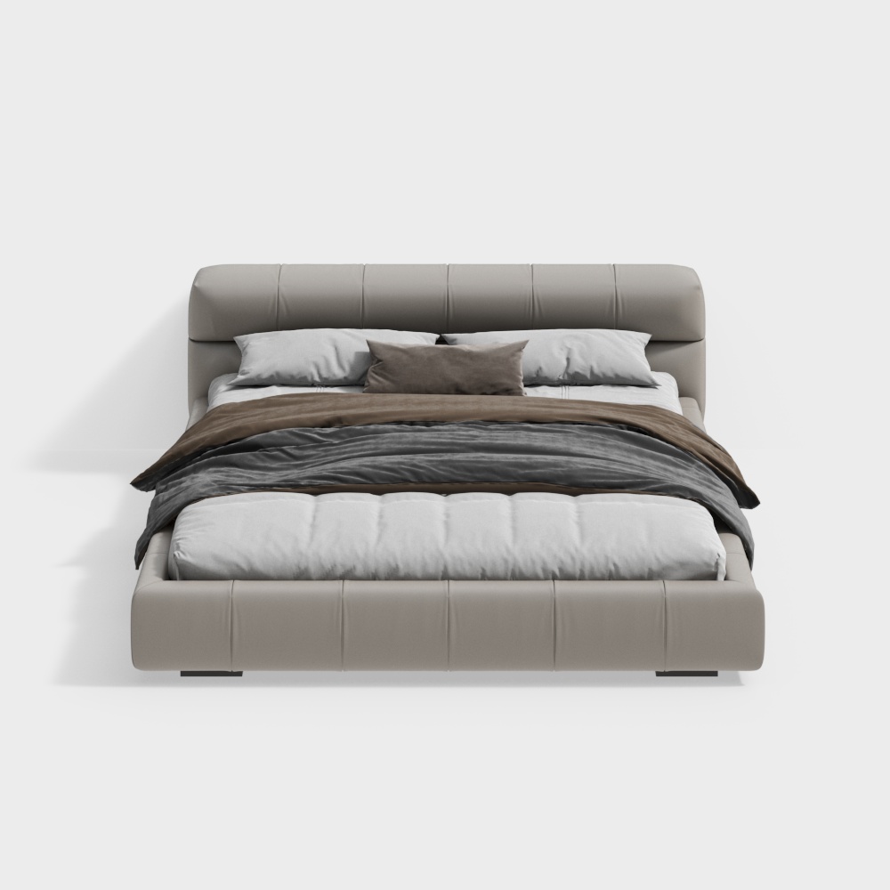 Elegant Low-Polygon Bed 3D Model Design