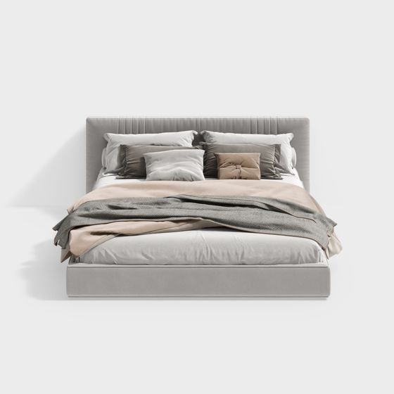 Stylish Minimalist Bed 3D model for Modern Interiors