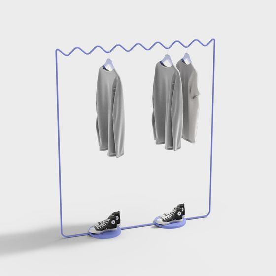 Wavy Hanger and Sneakers 3D Model