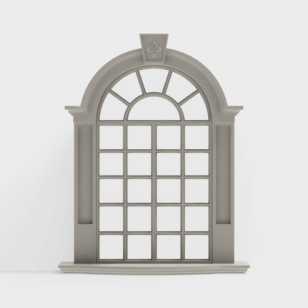 Vintage Arch Window 3D model with High Detail