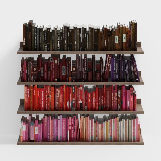 Colorful Low-Poly Bookshelf 3D model