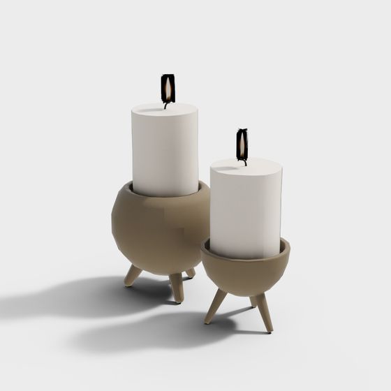 Elegant Low-Poly Candle Holder 3D model