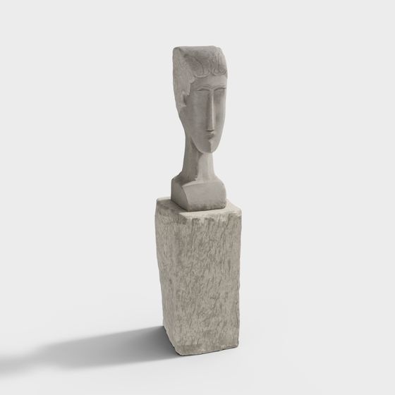Abstract Low-Poly Sculpture 3D model - Stone Idol